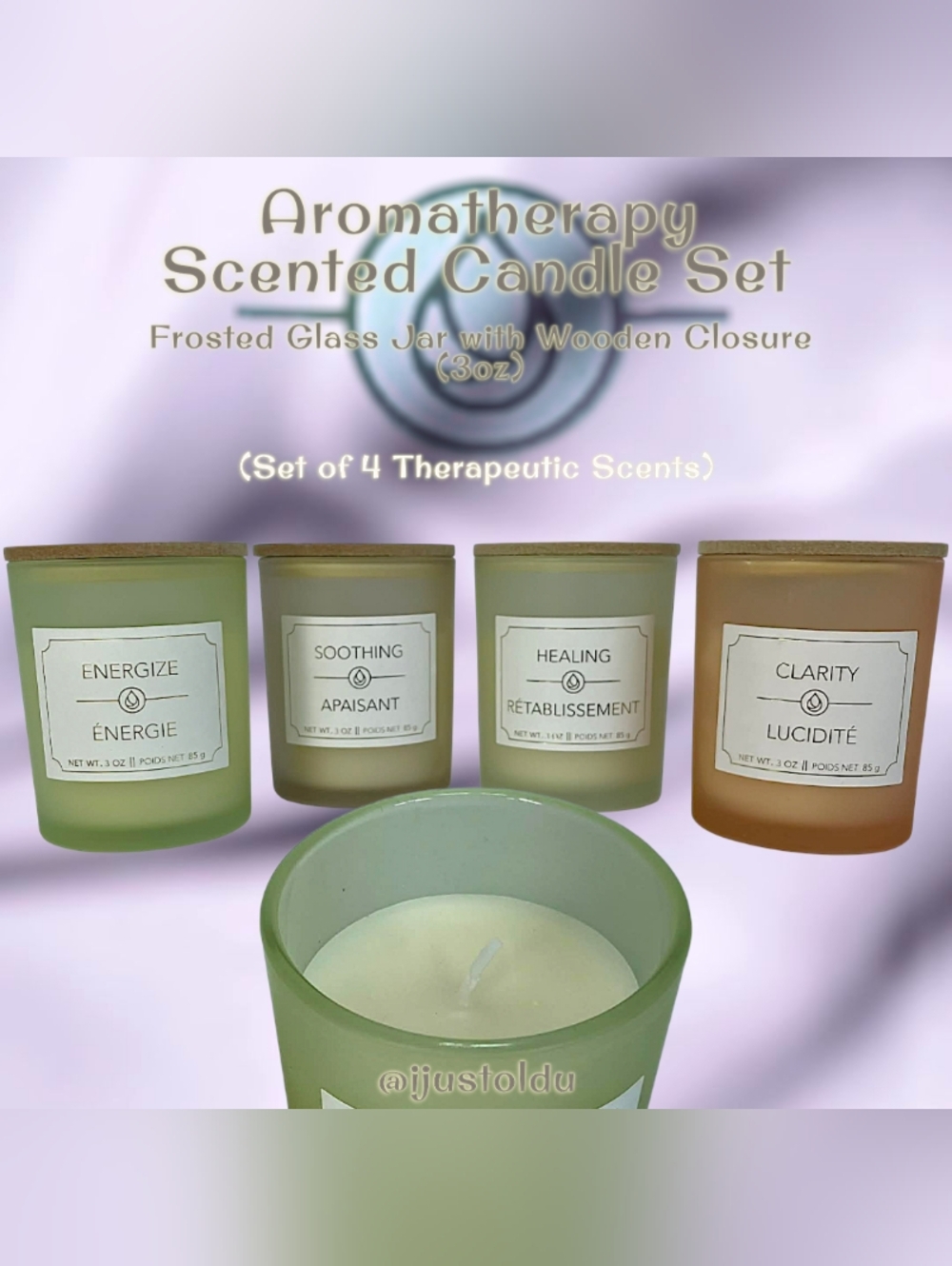 Aromatherapy Scented Therapeutic Candle Set | 4 Fragrance Blends 3oz (85g) each